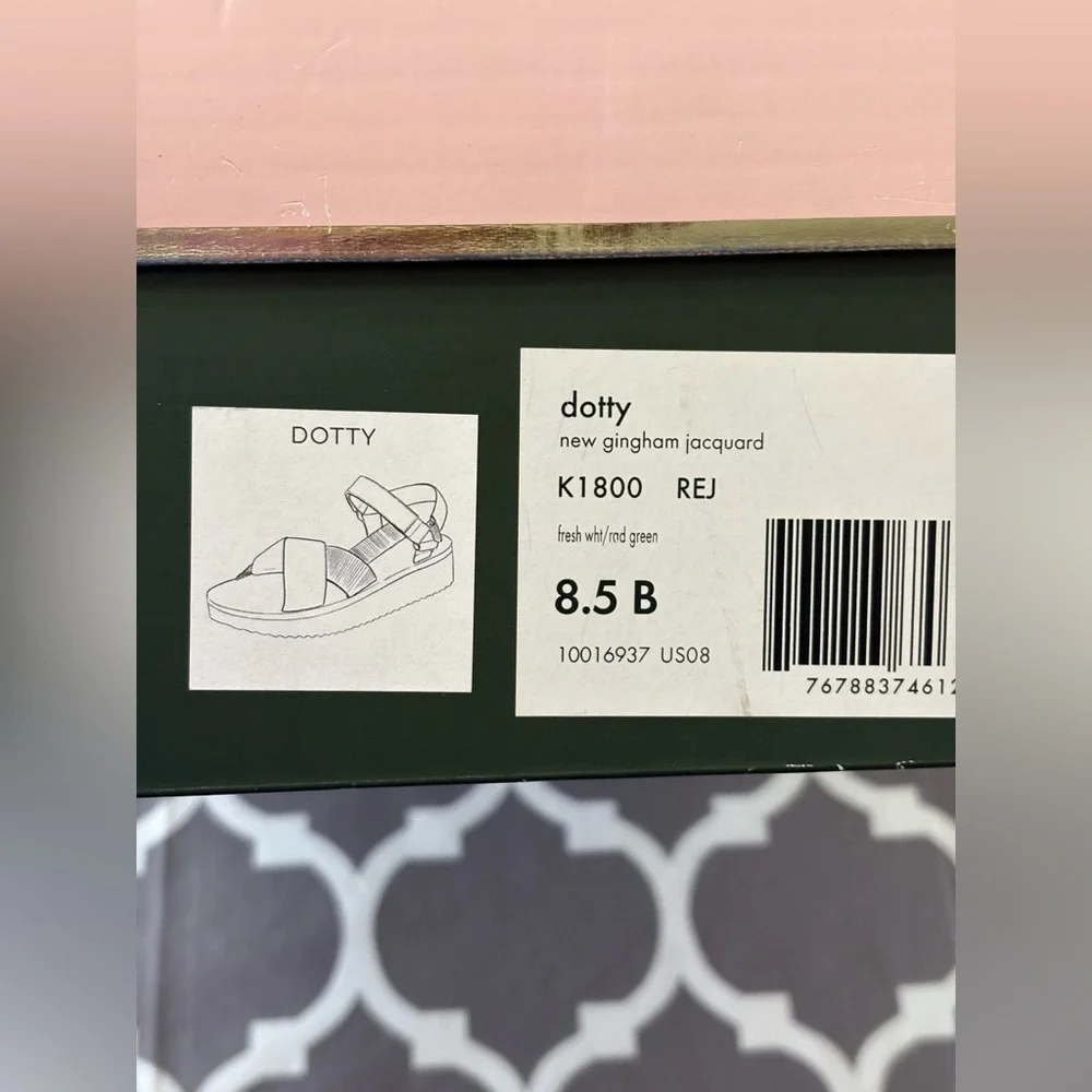 KATE SPADE Dotty Gingham Velcro Platform Sandals NIB